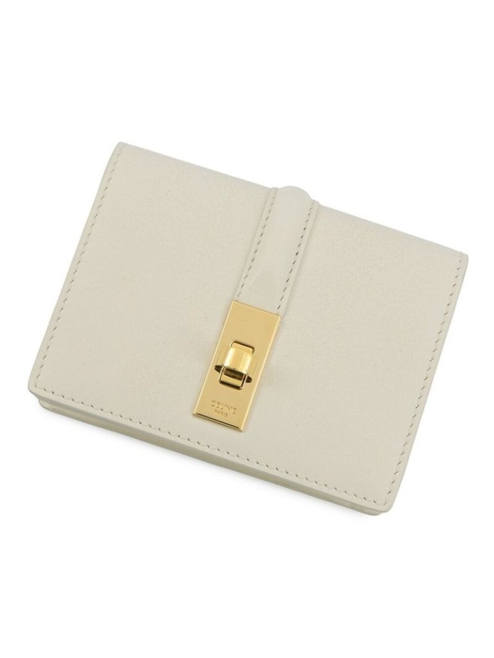 Celine Card Case with Flap Holder 16 Seeds Calf Leather White - Picture 1 of 9